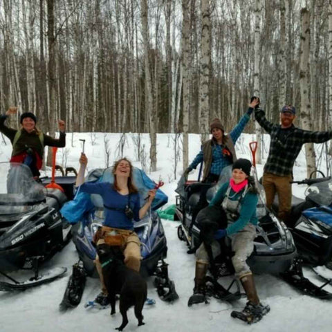 Birch Syrup Harvest Crew on Snow Mobiles