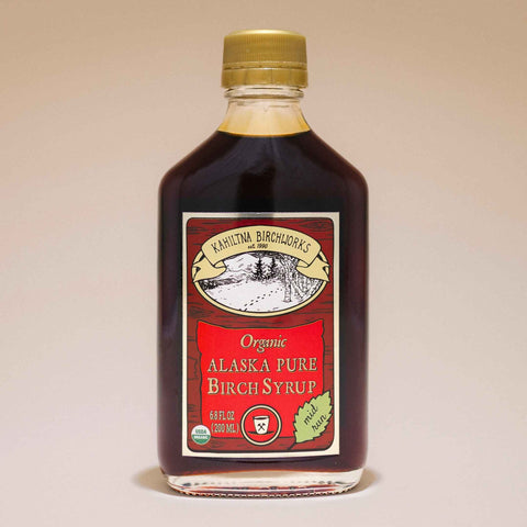 A bottle of Kahiltna Birchworks Organic Alaska Pure Birch Syrup, 6.8 fl. oz