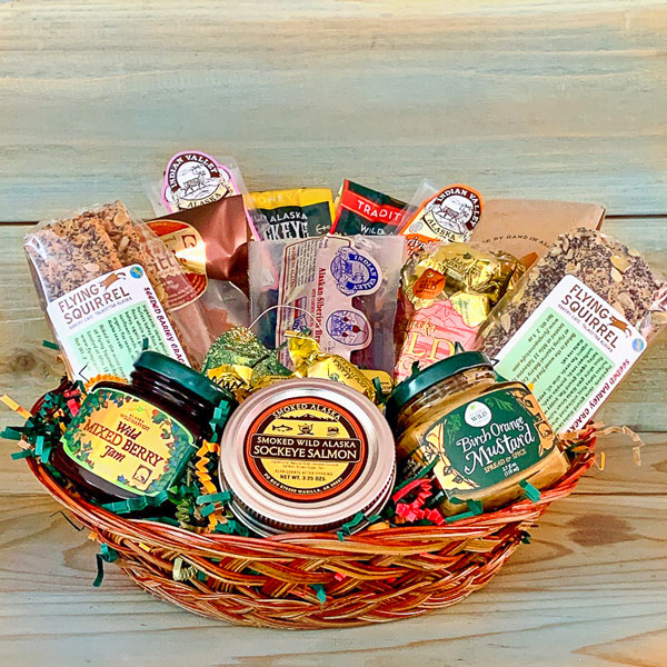 Small Alaska Wild Gathering Gift Basket - Great office basket or friend gift basket