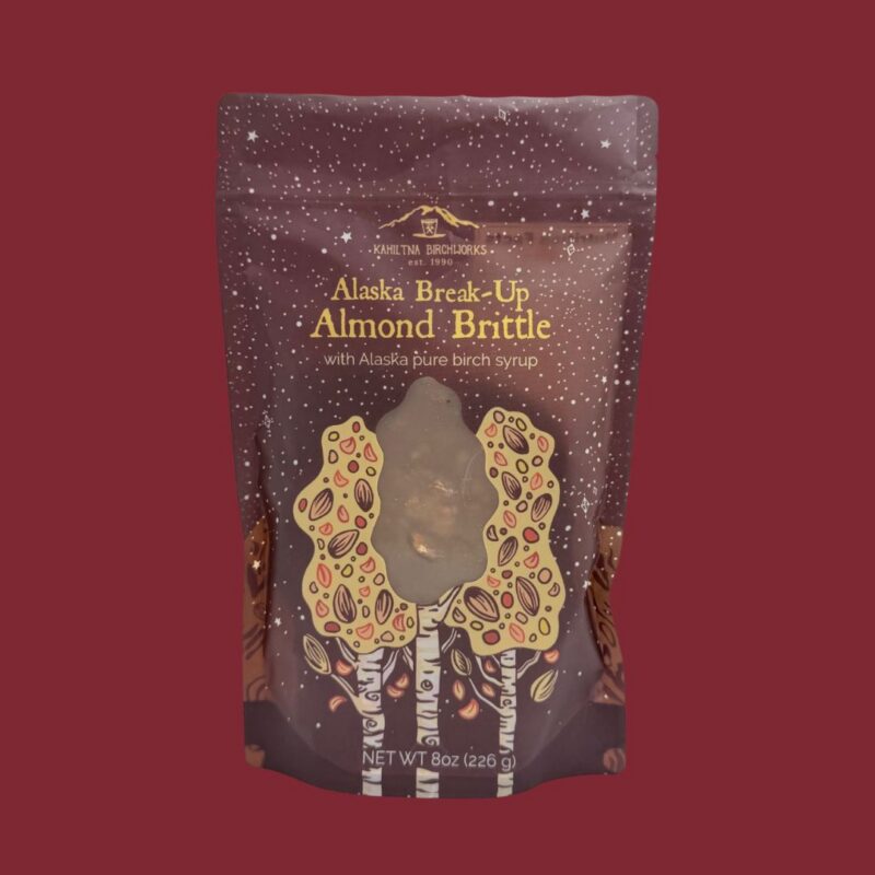 Kahiltna Birchworks Alaska Break-Up Almond Brittle, 8 oz resealable bag made with Alaska pure birch syrup